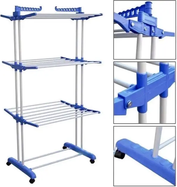 Сушилка для белья Tiers Garment Rack With Wheels ABS Синий - фото 2