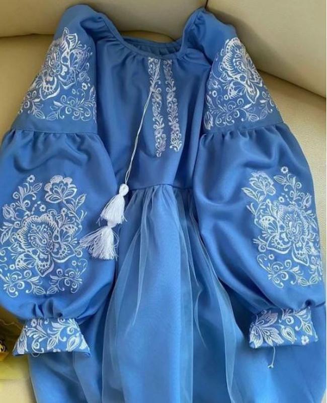 Сукня вишиванка для дівчаток Пишна 152 см Блакитний - фото 6 Сукня вишиванка для дівчаток Пишна 152 см Блакитний - фото 6