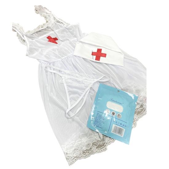 Костюм медсестры Fengcailing с чулками М Белый - фото 3 Костюм медсестры Fengcailing с чулками М Белый - фото 3