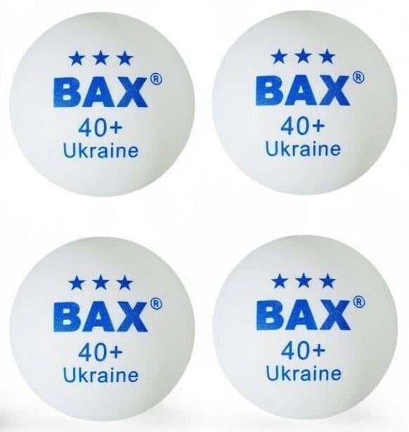 Набор мячиков для настольного тенниса Bax 3 Star 40+ Ukraine 4 шт. White (151313)