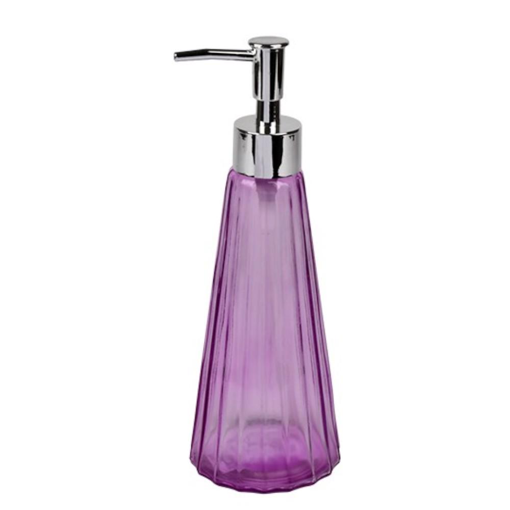 Дозатор для жидкого мыла стеклянный Stenson Color ручной 330 мл Фиолетовый (R92844)