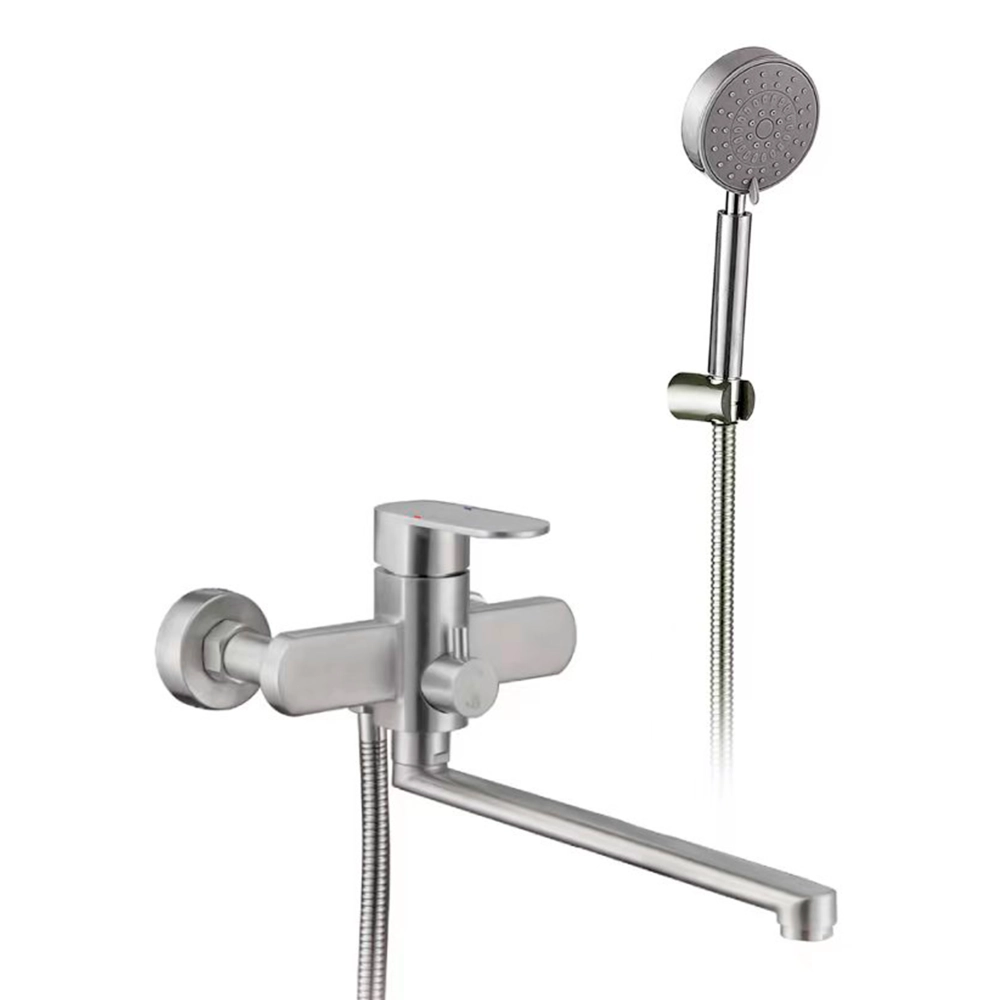 Смеситель для ванны Lidz Luna 005 c душевым гарнитуром k35 Сатин (SD00052217)