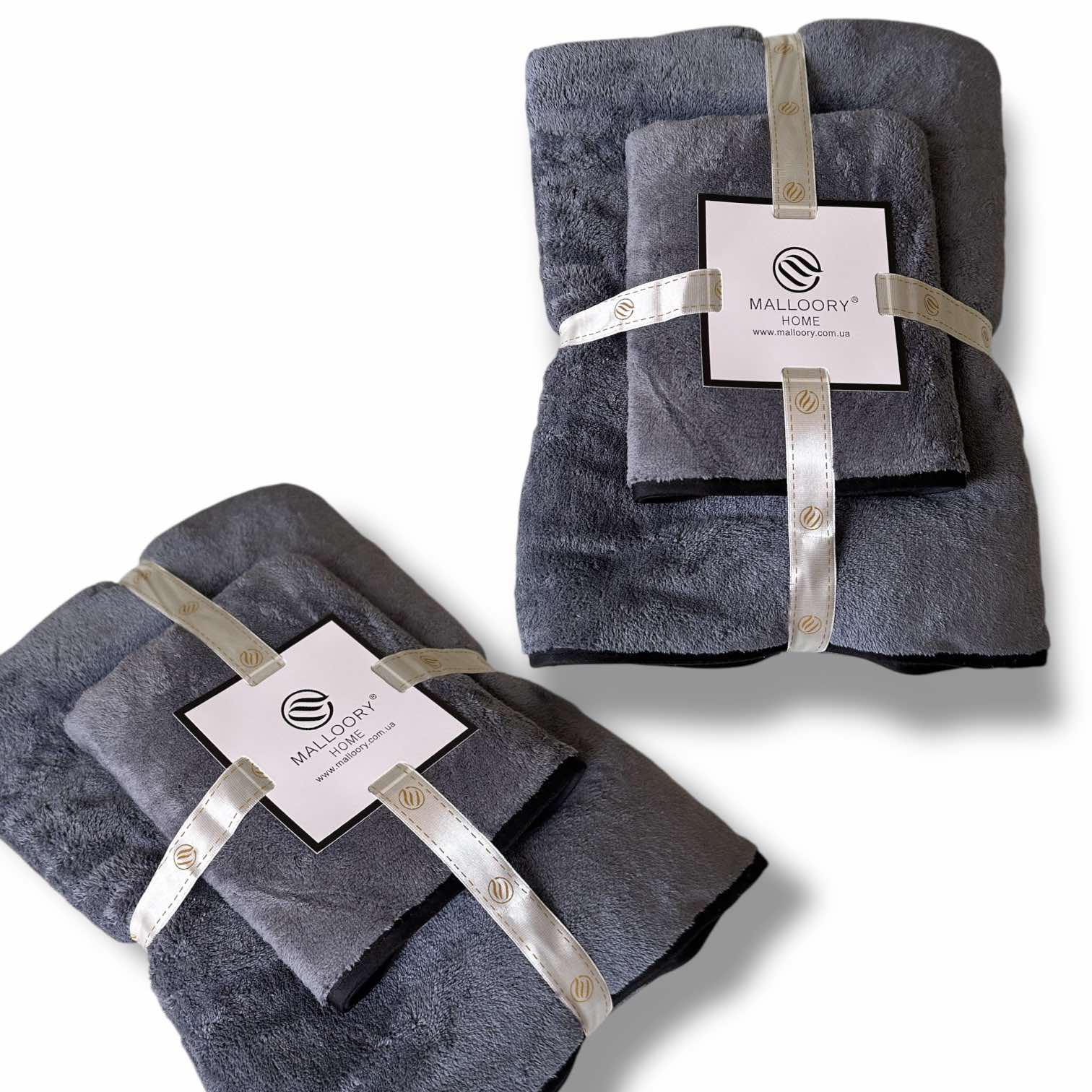Комплект полотенец из микрофибры Malloory Home Серый (6616-5) - фото 3 Комплект полотенец из микрофибры Malloory Home Серый (6616-5) - фото 3