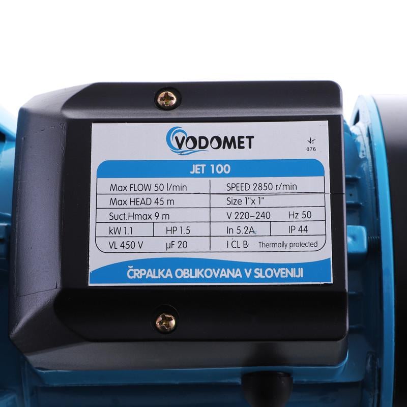 Поверхностный насос центробежный VODOMET JET100 корпус чугун (VO0019) - фото 3 Поверхностный насос центробежный VODOMET JET100 корпус чугун (VO0019) - фото 3