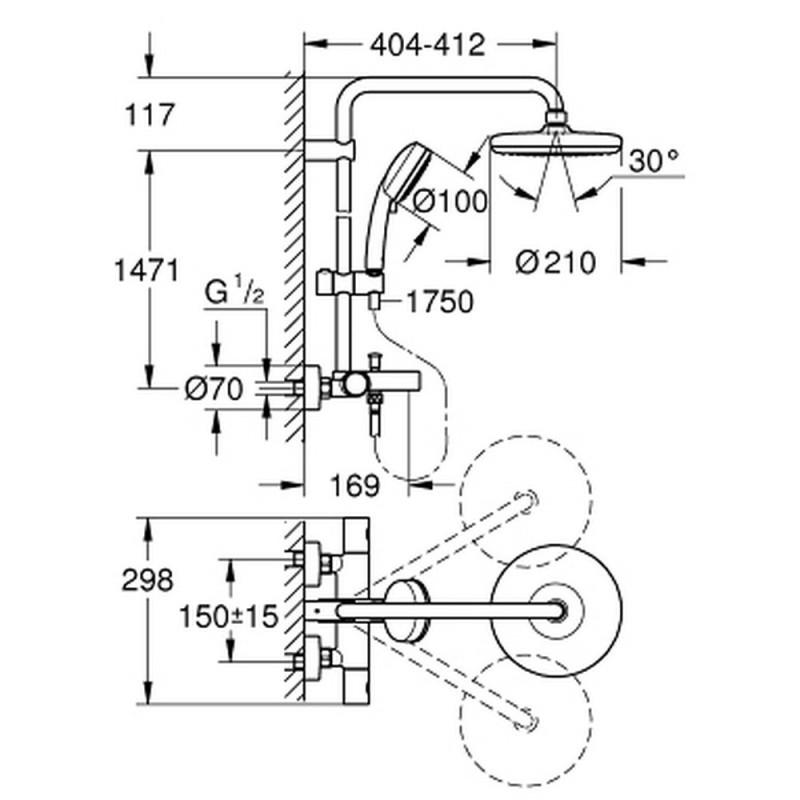 Душевая система Grohe Tempesta Cosmopolitan 26223001 Белый (71323) - фото 2