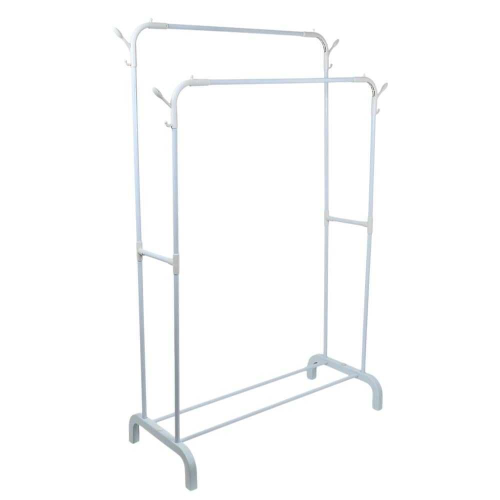Вішалка-стійка підлогова з гачками Stenson R88772-W 2 перекладини 110х40х150 см Білий (76bd5f4e)