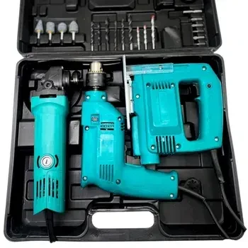 Набор инструментов 3в1 дрель/лобзик/болгарка с набором сверл и бит в кейсе (1119642993) - фото 2 Набор инструментов 3в1 дрель/лобзик/болгарка с набором сверл и бит в кейсе (1119642993) - фото 2