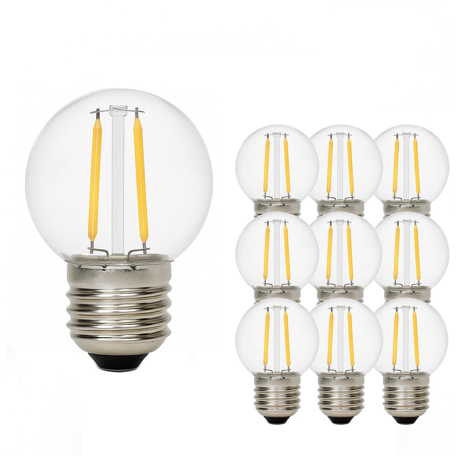 Набор ламп Edisons G45 LED E27 2W 2700K 10 шт. теплый белый пластиковая колба Прозрачный (25074735)