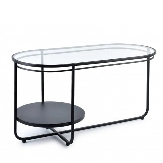 Столик металевий з скляною стільницею Flora Cedric Чорний (35276)