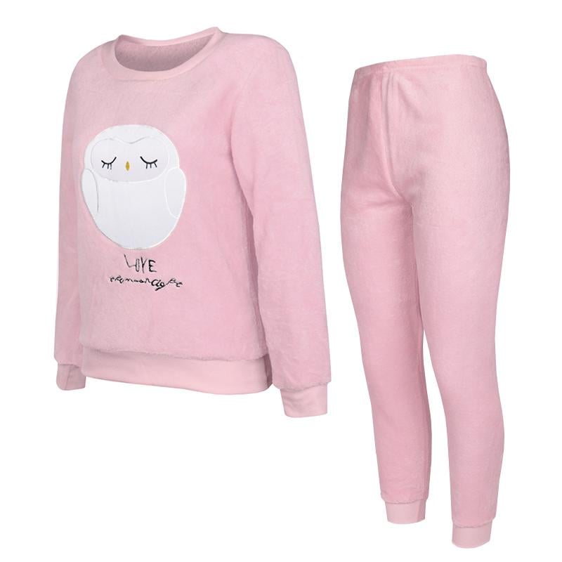Пижама женская теплая махровая Owl 2XL Pink