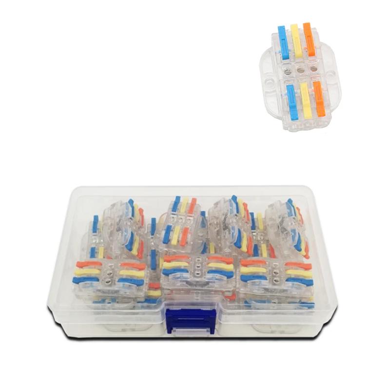 Набор клемм Tactix 0,08-4 мм2 32А 3х1-3х1 проходная одинарная 41,5х30,6х14,8 мм 14 шт. Разноцветный (KV223-3Tc-14box)