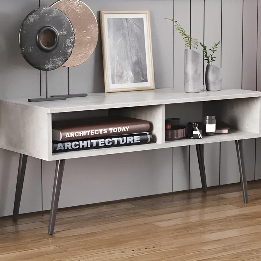 Тумба под телевизор Ferrum-decor Невада металл/ДСП 16 мм 45x100x38 см Черный/Бетон (FRD-106719)