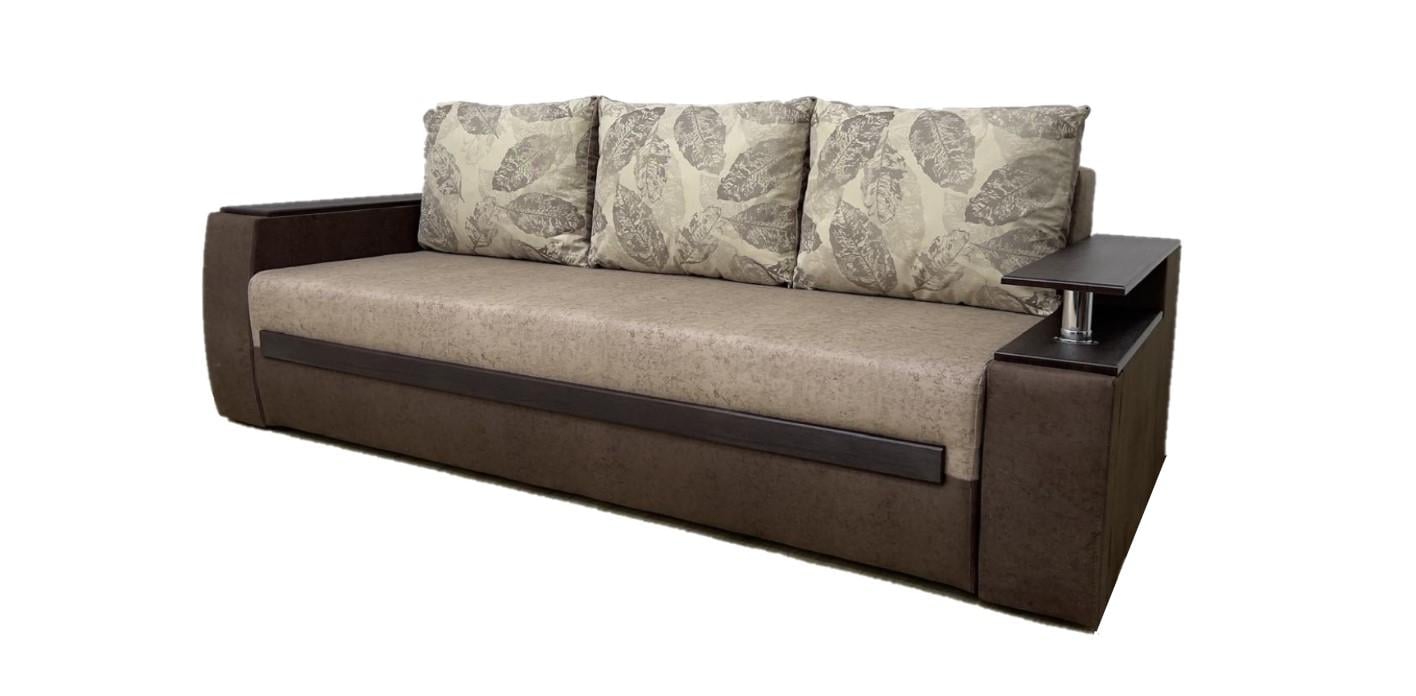 Диван єврокнижка Граф з подушками та нішею 235х105 см Коричневий (1764186485) - фото 2