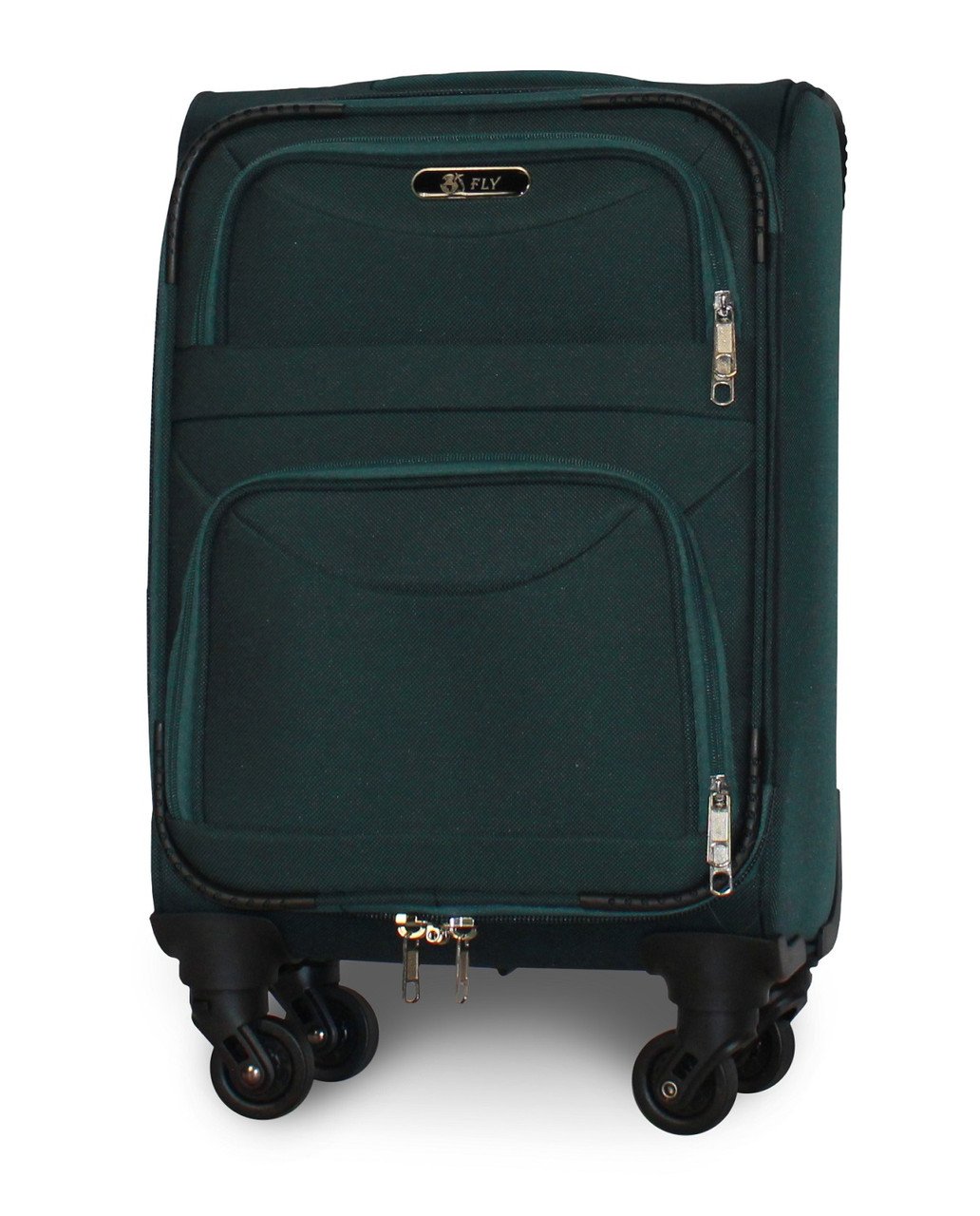 Валіза ручна поклажа Fly 6802 міні на 4 колесах 46х32х20 см Темно-зелений