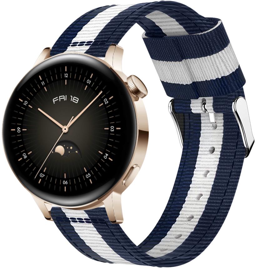 Ремешок тканевый Canvas для Huawei Watch GT3 42 мм Blue/White (26253)