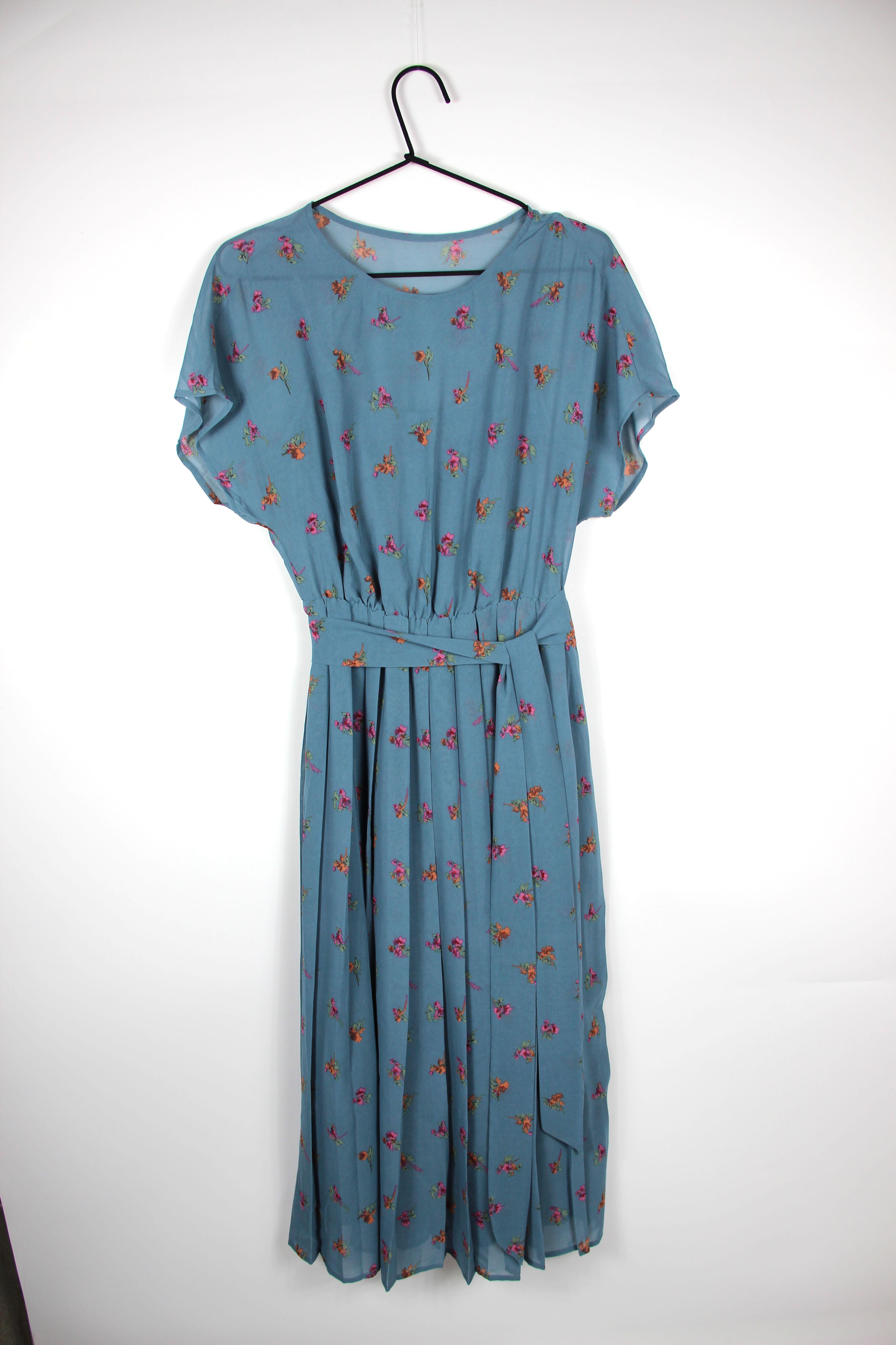 Платье VERO MODA с цветами S Синий (31837B507)