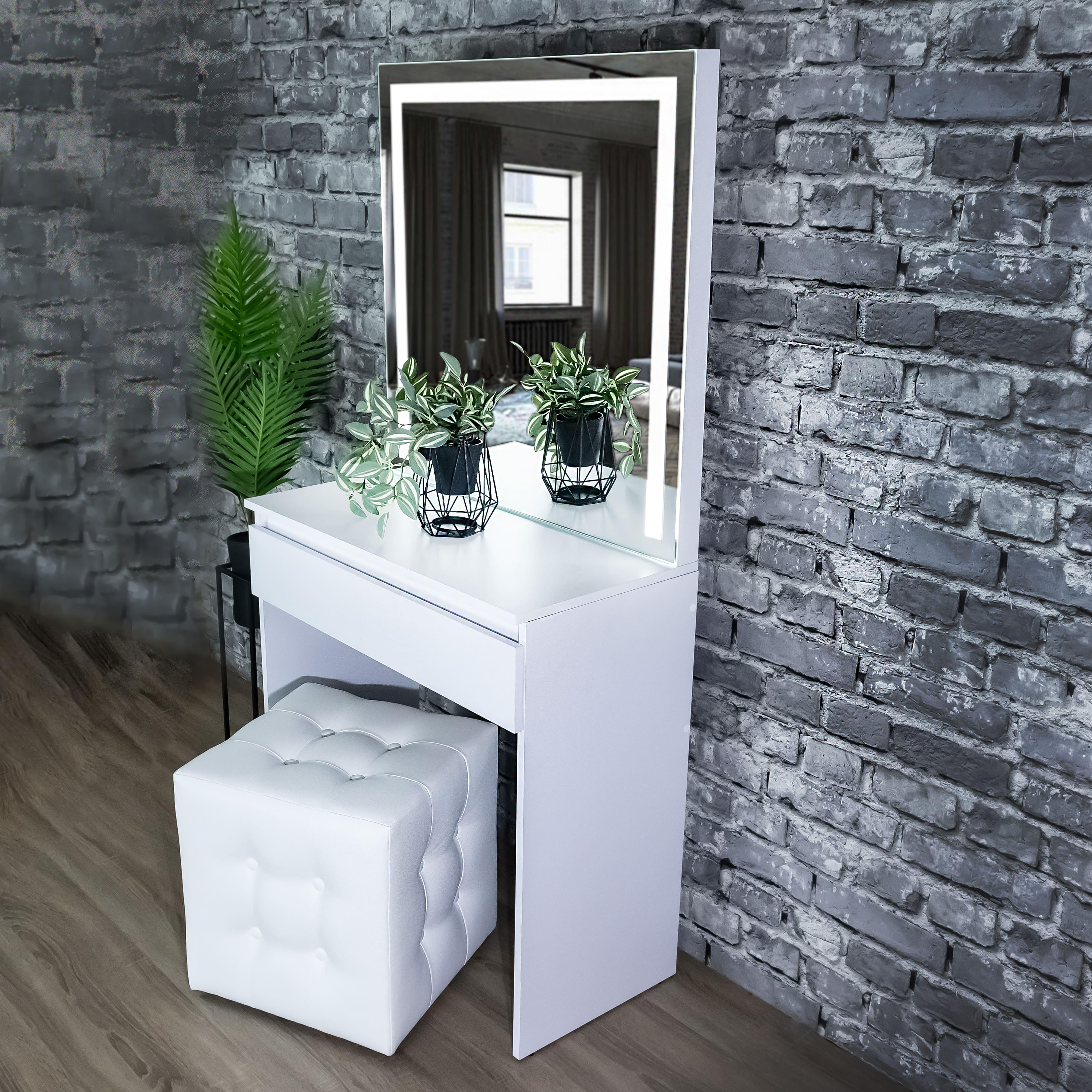 Стіл макіяжний з підсвіткою та шухлядою 160х80х40 см Білий (01/05) - фото 4 Стіл макіяжний з підсвіткою та шухлядою 160х80х40 см Білий (01/05) - фото 4