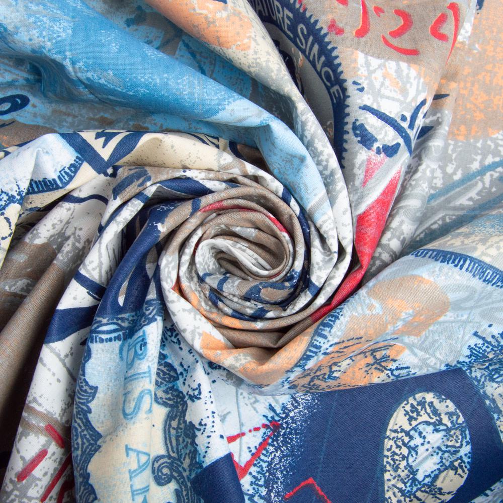 Ткань бязь ранфорс для постельного белья 10882 v-04 Калипсо 2,4 м Голубой (24928)