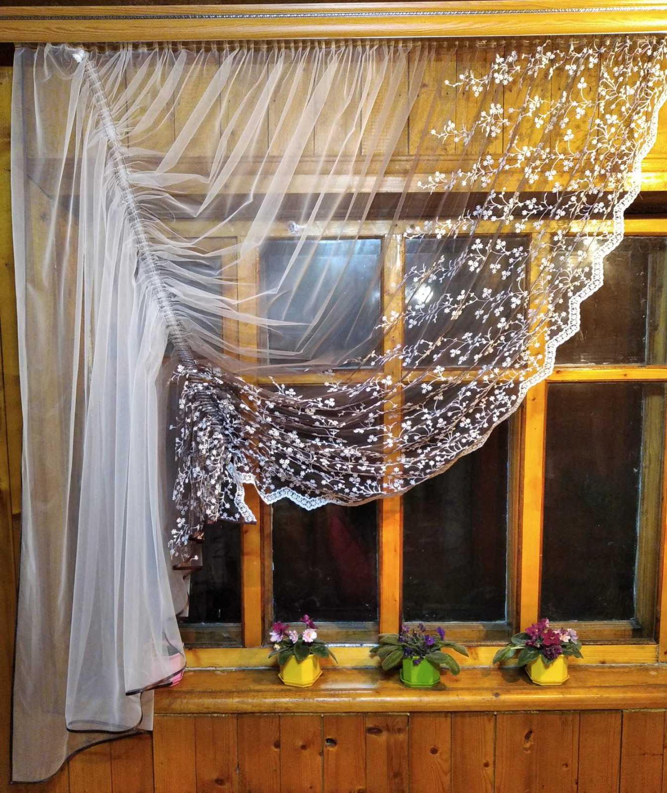 Занавеска готовая короткая Камелия левая Шоколадный