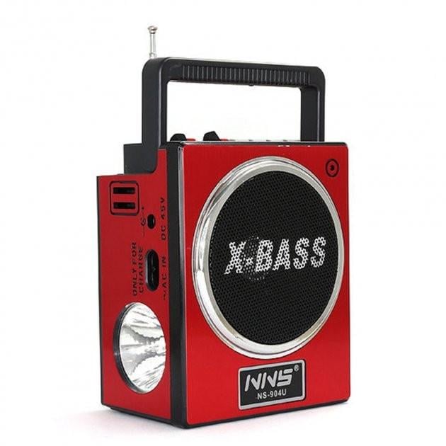 Радиоприемник аккумуляторный NNS-904 USB/SD с фонариком Красный