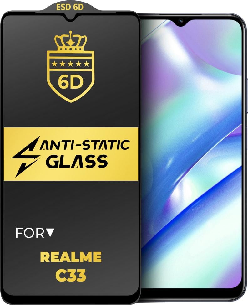 Защитное стекло 6D Anti-Static Realme C33 Glass Shield