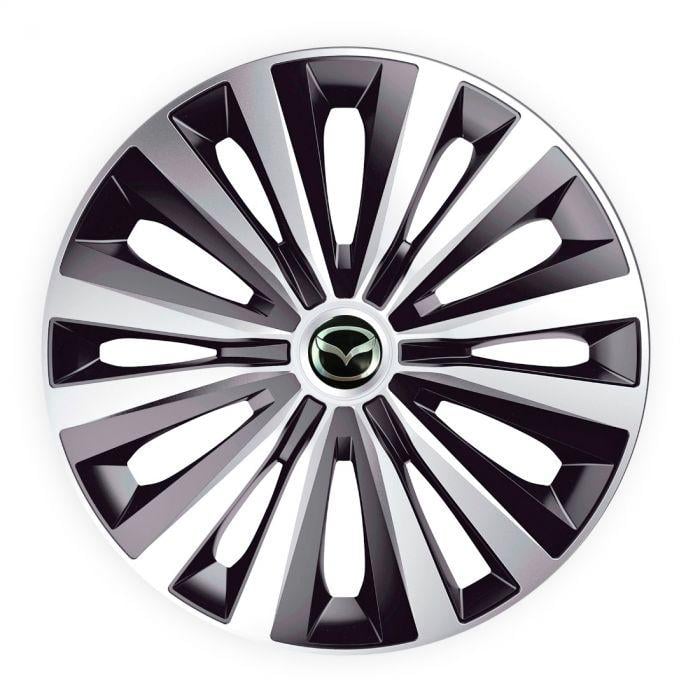 Ковпаки для коліс J-Tec Multi R16 з логотипом Mazda 4 шт. Silver/Black (j149-r-16-mazda)
