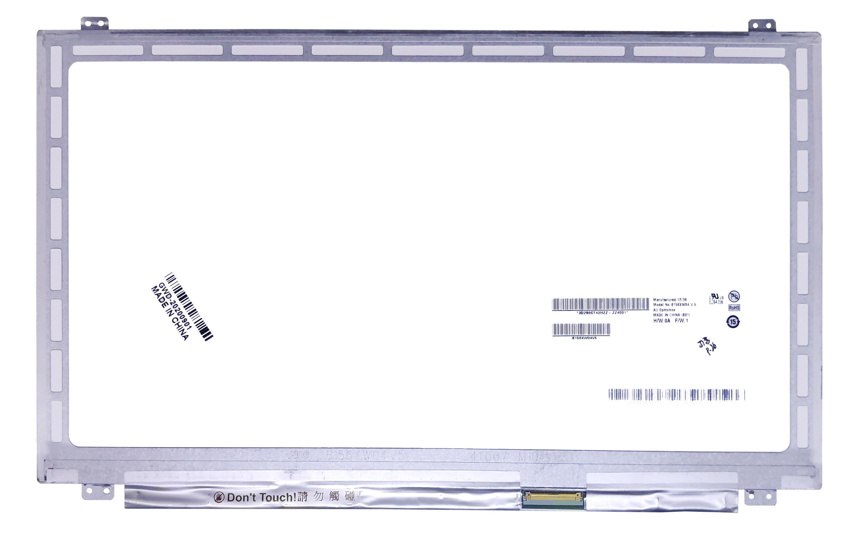 Матрица для ноутбука 15,6" Slim 40 pin справа 1366x768 LED крепления сверху матовая AU Optronics AUO B156XW04 v.5
