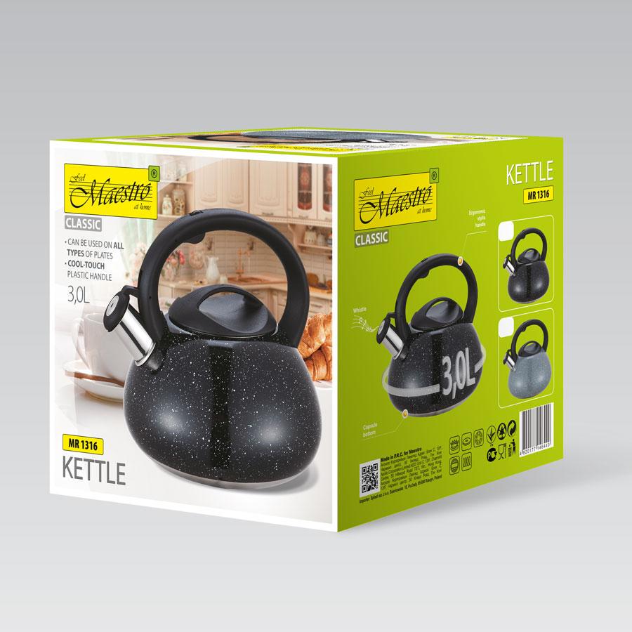 Чайник с свистком и нейлоновой ручкой 3 л Серый (MR-1316-с) - фото 3