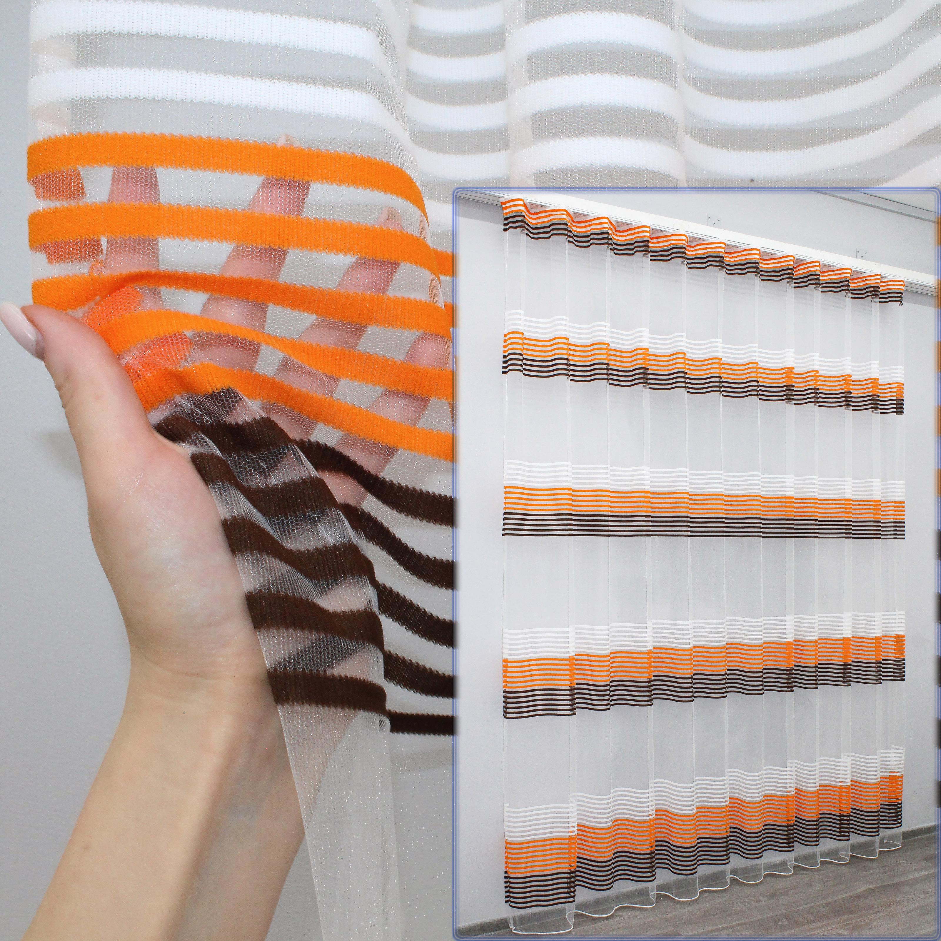 Тюль VR-Textil 1307т Терция фатин 300х270 см Молочный/Оранжевый/Венге (42-0009) - фото 3