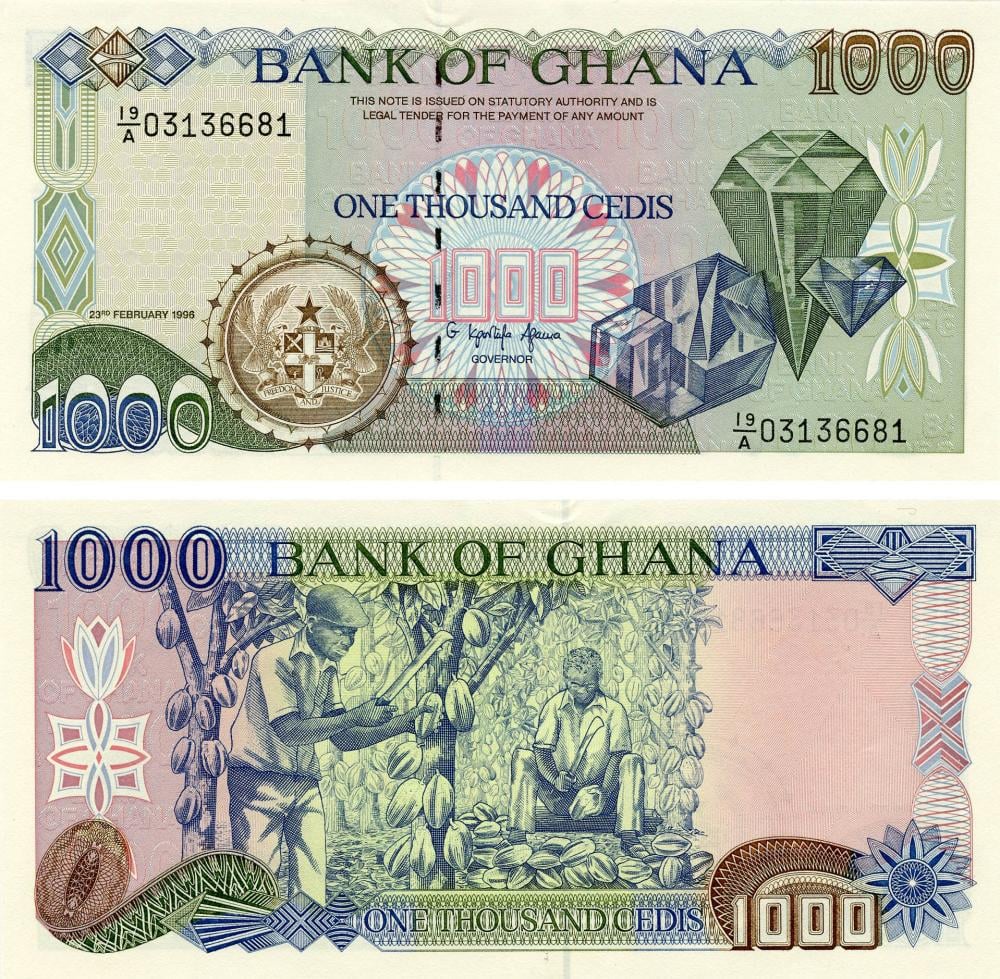 Коллекционная банкнота Гана 1000 седи 1995 UNC P29 (Б13346)