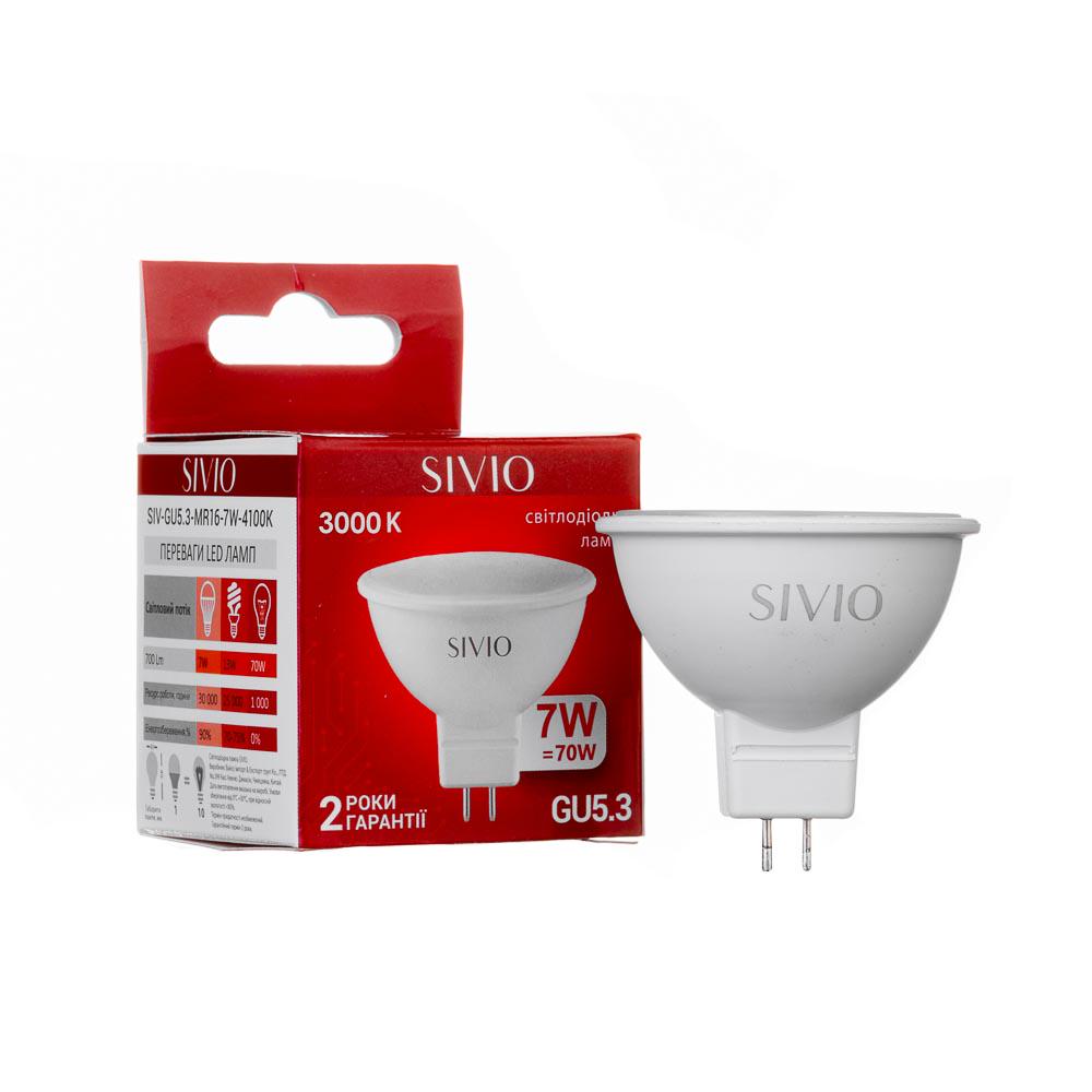 Лампа LED SIVIO GU5.3 MR16 тепла 7 W 3000К Білий