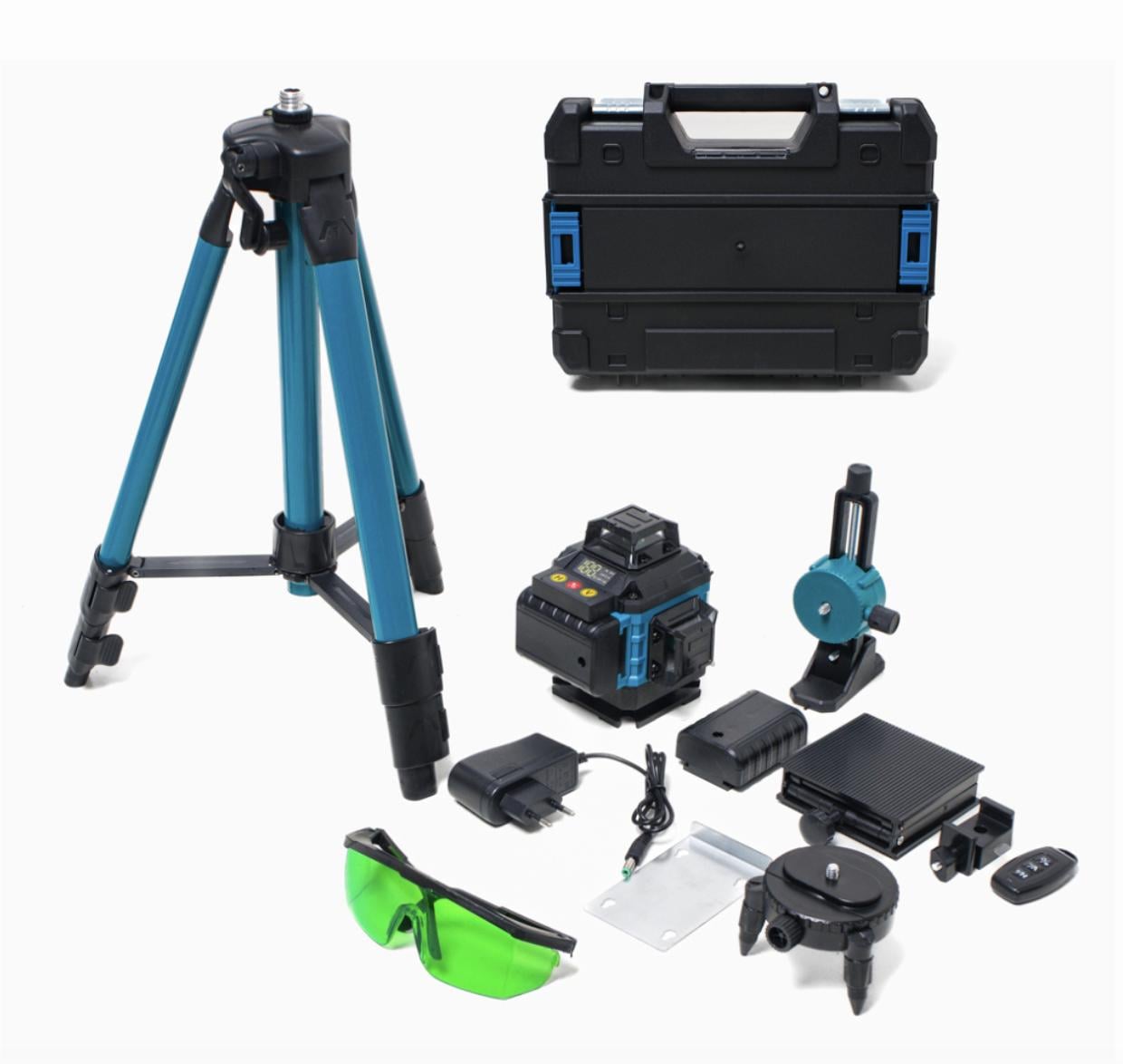 Лазерний рівень 4D 16 ліній з індикатором заряду акумулятора в кейсі зі штативом 1 м (6cfb044a)
