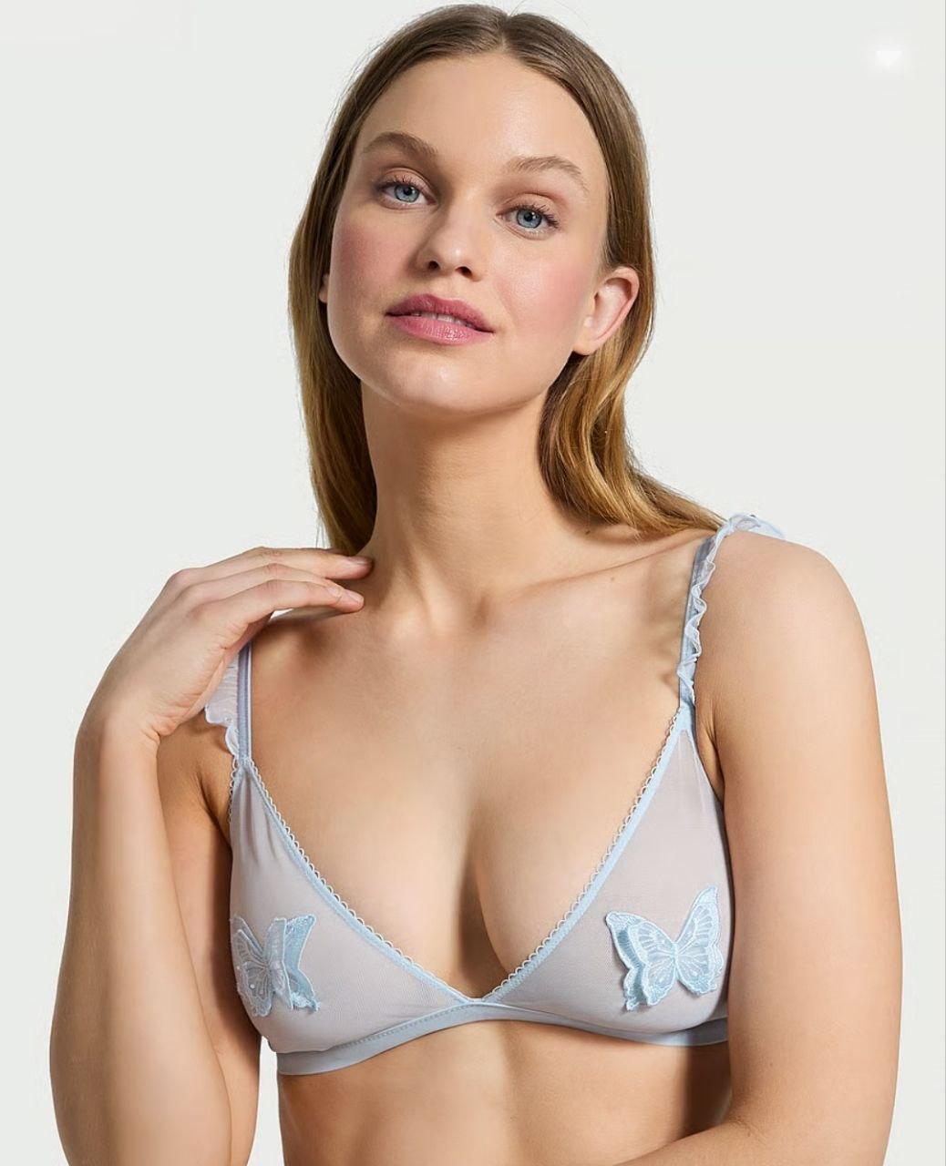 Бюстгальтер без пуш-ап з метеликами Victoria's Secret S DD 75E/70E Блакитний (27027041) Бюстгальтер без пуш-ап з метеликами Victoria's Secret S DD 75E/70E Блакитний (27027041)