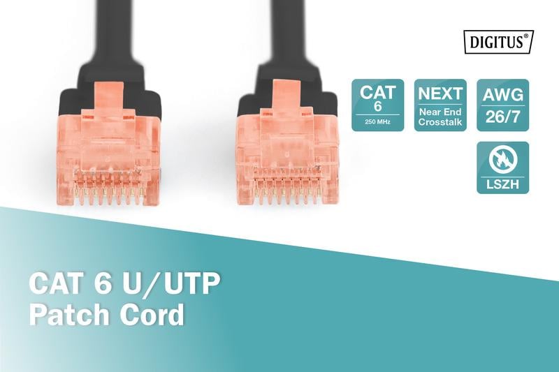 Патч-корд Digitus LSZH Cat 6 UTP AWG 26/7 Cu 10 м Чорний (ERC-DK-1617-100/BL) - фото 4