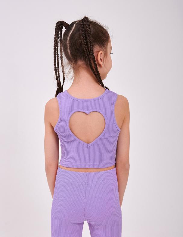 Топ детский для девочки Smil хлопок эластичный рубчик 128 см Фиолетовый (110805)