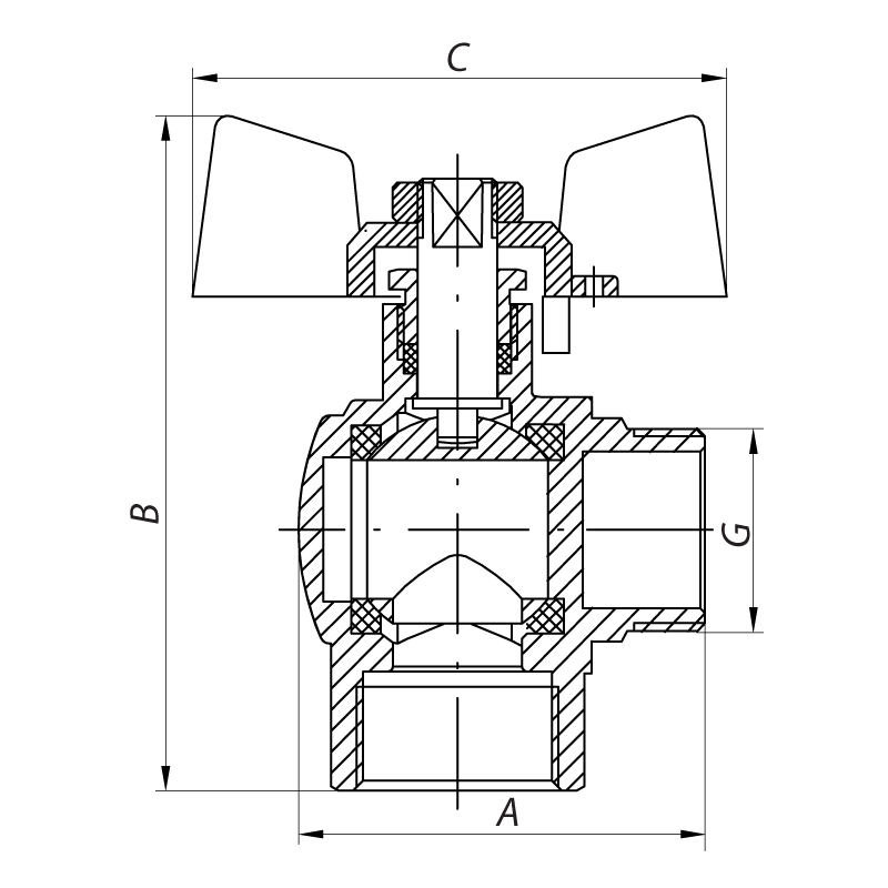 Кран шаровый KOER 1/2" ГШБ угловой KR.208 (KR2805) - фото 2