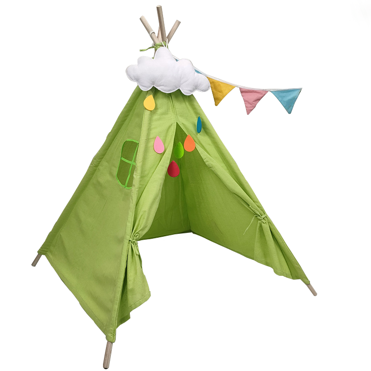 Детская палатка вигвам RIAS KRO-135 с деревянным каркасом 110x100x100 см Green (3_07170)