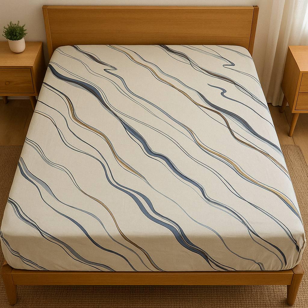 Простыня Curved lines на резинке безь 140х200 см (G-1804IS/x140)