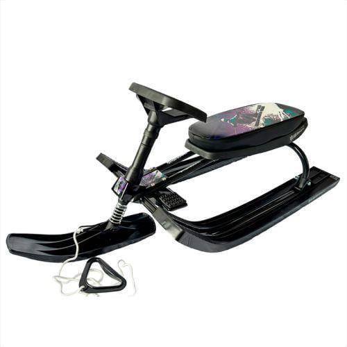 Детский снегокат с мягким сиденьем Сноубордист из металла 106х47х41 см Черный (150-98-MS1778-4)