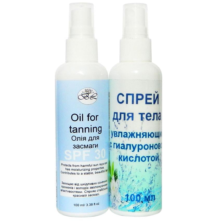 Набір засобів для засмаги Кокосова сонцезахисна олія для стійкої гарної засмаги SPF 30 та Спрей для тіла зволожуючий (00555)