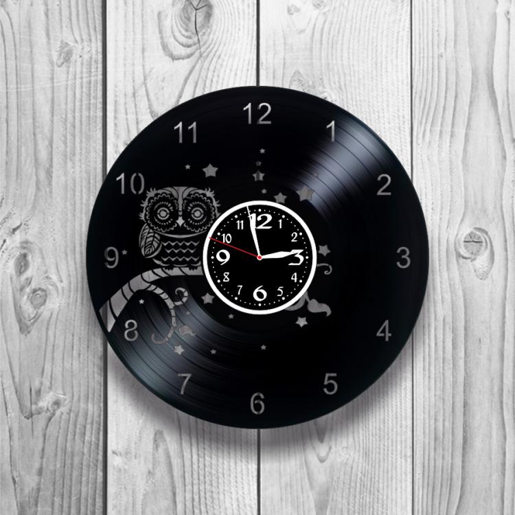 Часы настенные Сова 0251 из виниловой пластинки