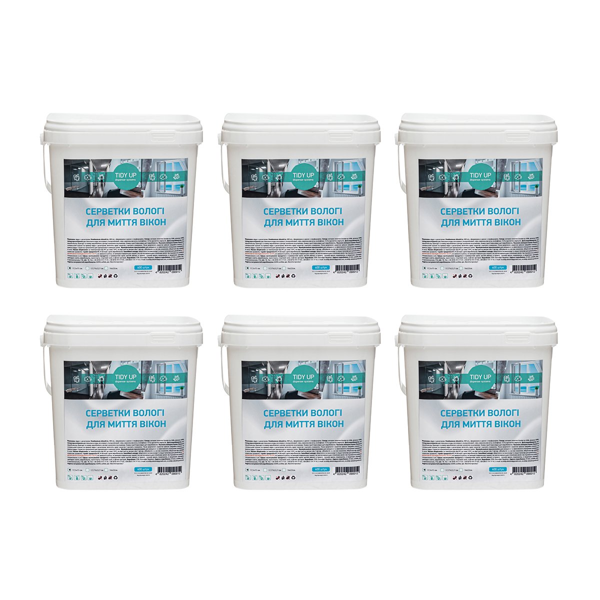 Салфетки влажные Tidy up Box для мытья окон 16x18 см 2400 шт.