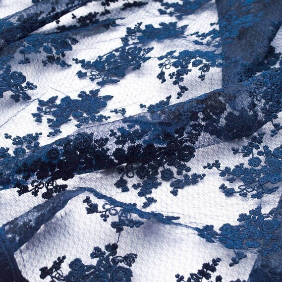 Ткань гипюр-сетка IDEIA Стелла 1,2 м Темно-синий (2200004010748)