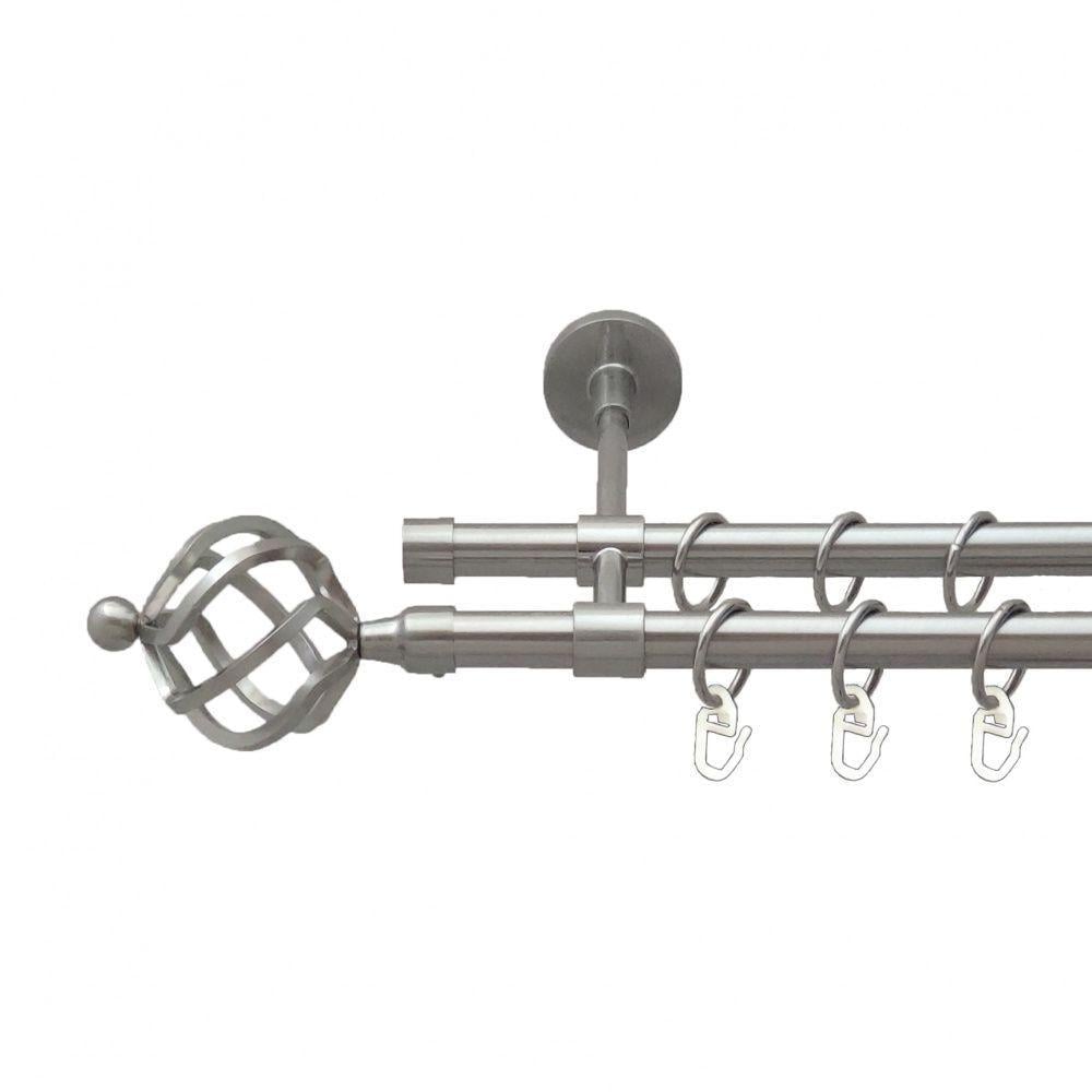 Карниз для штор Orvit Ажур двухрядный гладкий 300 см Нержавеющая сталь (5503174)