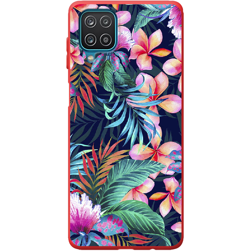 Чехол BoxFace Samsung A125 Galaxy A12 flowers in the tropics Красный силикон (41506-up1971-41673)