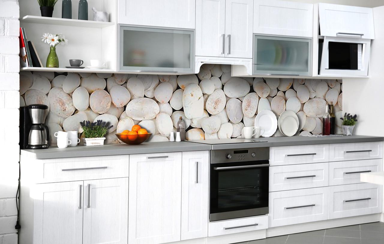 Кухонный фартук Морские камни виниловый самоклеющийся 600х2500 мм Бежевый