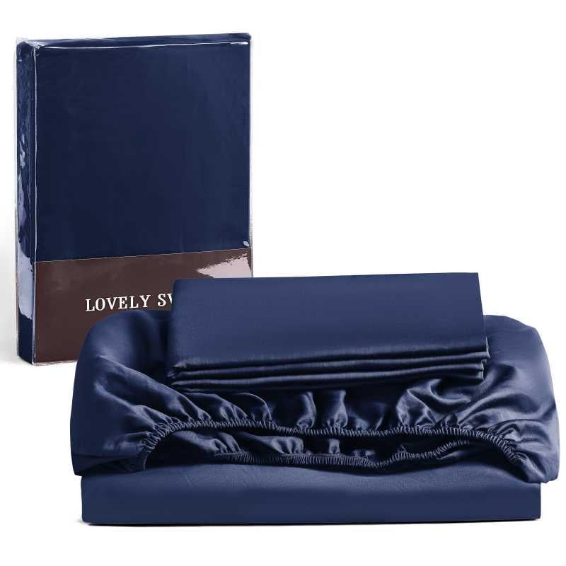 Набор Lovely Svi 3 шт. простыня на резинке 160х200/30 см и 2 наволочки 50х70 см сатин люкс 300ТС 135г/м2 Синий (590326)