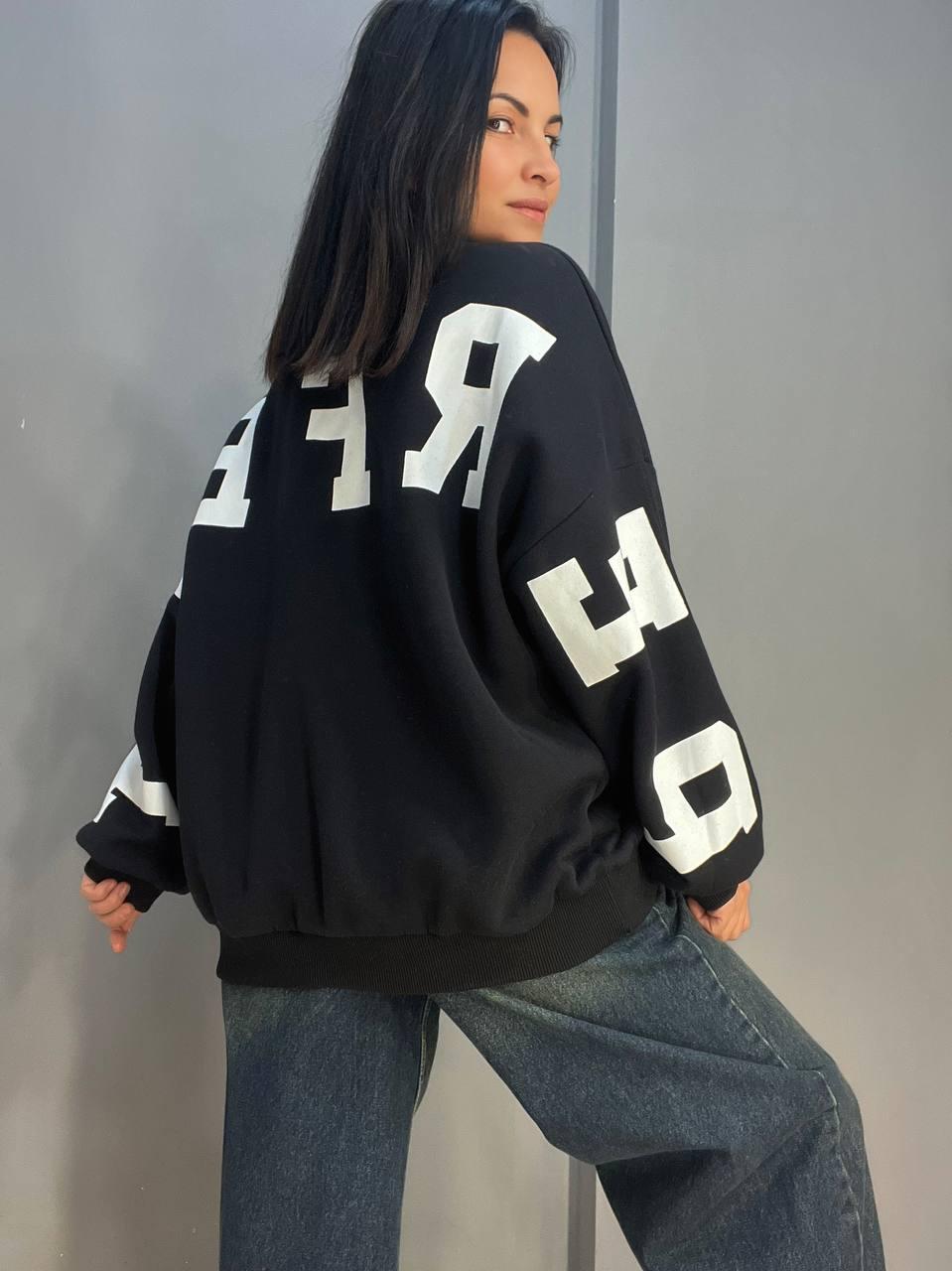 Свитшот женский DAVRAS 6001 PERFECT удлиненный утепленный на флисе OS Черный (1049) - фото 5 Свитшот женский DAVRAS 6001 PERFECT удлиненный утепленный на флисе OS Черный (1049) - фото 5