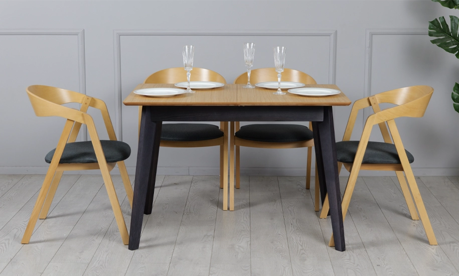 Стол раскладной Милан из массива дерева ножки черные 1100/1400x700x750 мм Дуб (2147484285) - фото 10