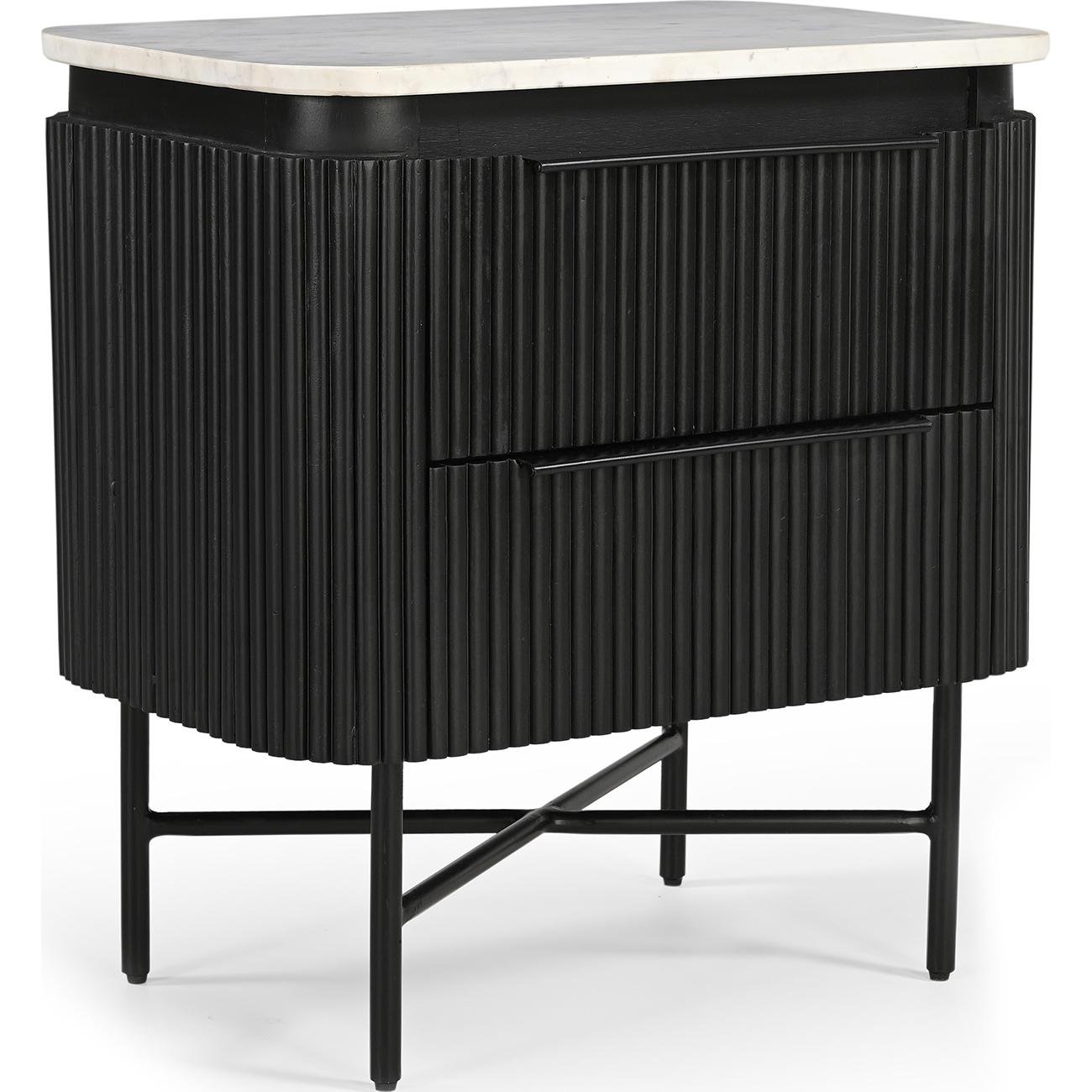 Тумбочка прикроватная Isabella Lilac ice top and black wooden base 2 ящика 60 см - фото 3